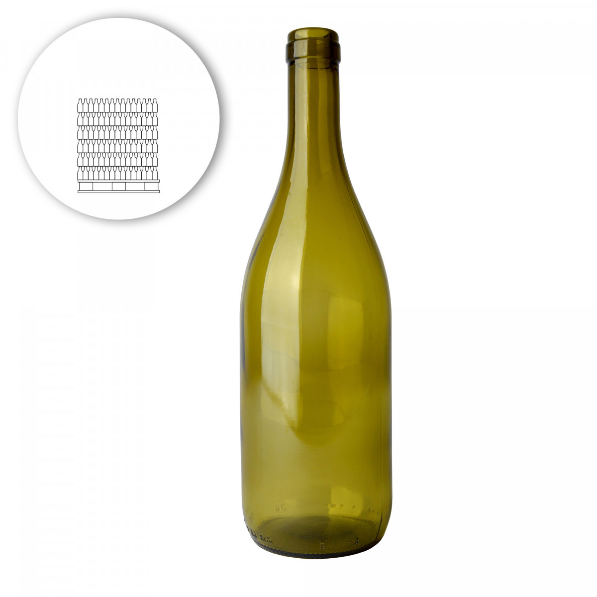 Bouteille de vin bourgogne 75cl, vert olive - palette 1164 pcs