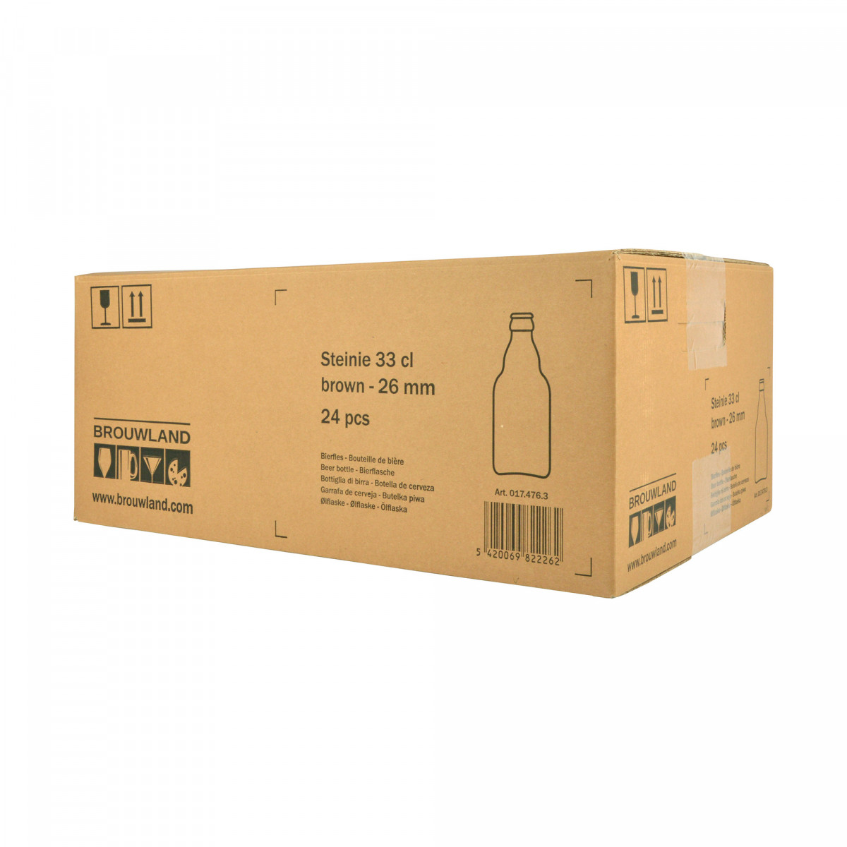 Steinie beer bottle 33 cl, brown, 26 mm, box 24 pcs