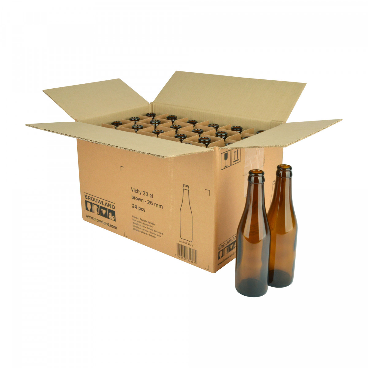 Bouteille de bière Vichy 33 cl, brun, 26 mm, boîte 24 pcs