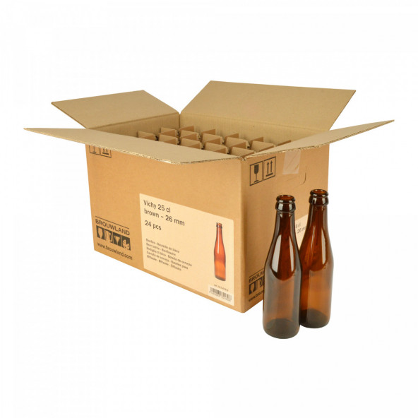 Vichy beer bottle 25 cl, brown, 26 mm, box 24 pcs