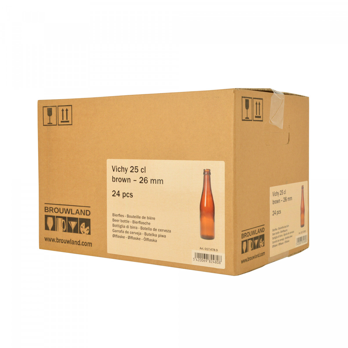 Bouteille de bière Vichy 25 cl, brun, 26 mm, boîte 24 pcs