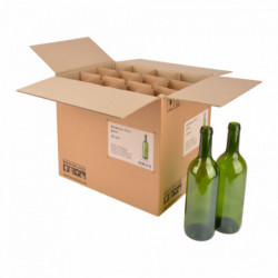 Wine bottle Bordeaux 75 cl, green, box 12 pcs