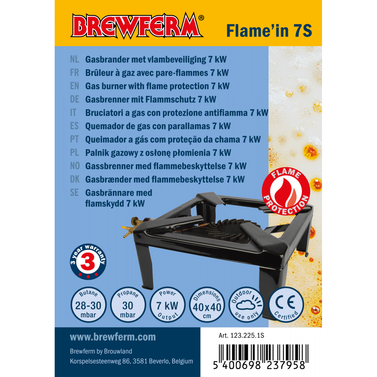 Brewferm gas burner Flame'in 7S