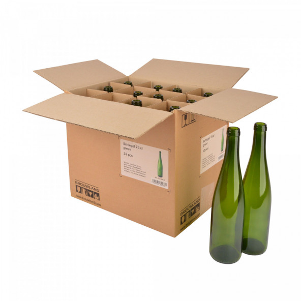 Bouteille de vin flûte (Schlegel) 75 cl, verte, boîte 12 pcs