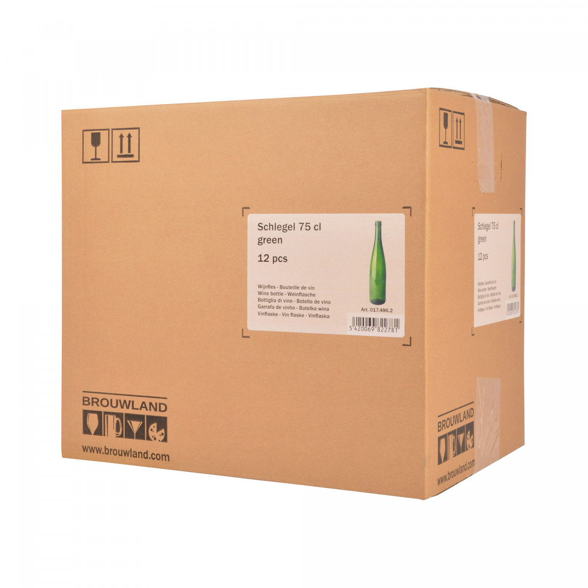 Wine bottle flute (Schlegel) 75 cl, green, box 12 pcs
