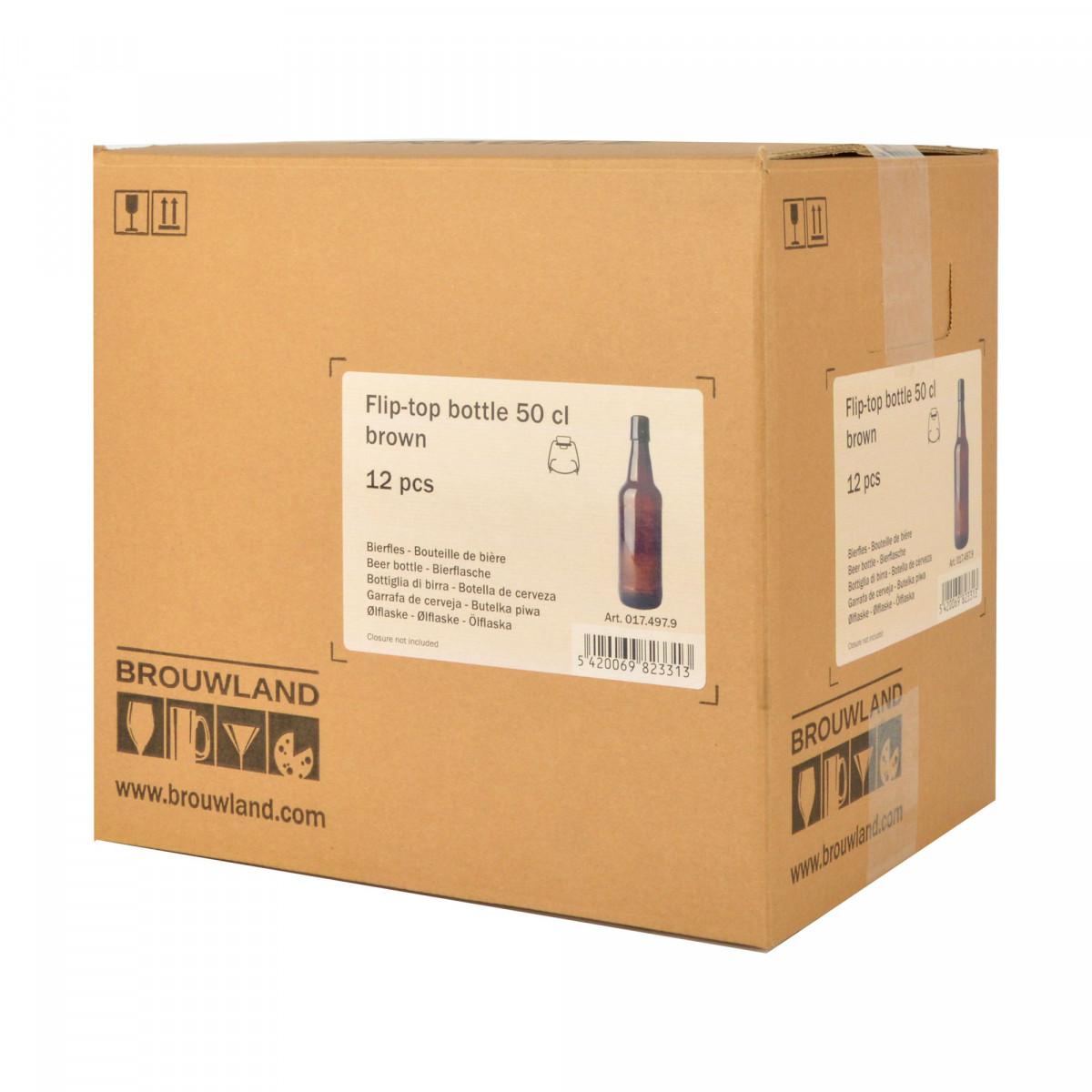 Flip-top bottle 50 cl brown, without flip-top, box 12 pcs