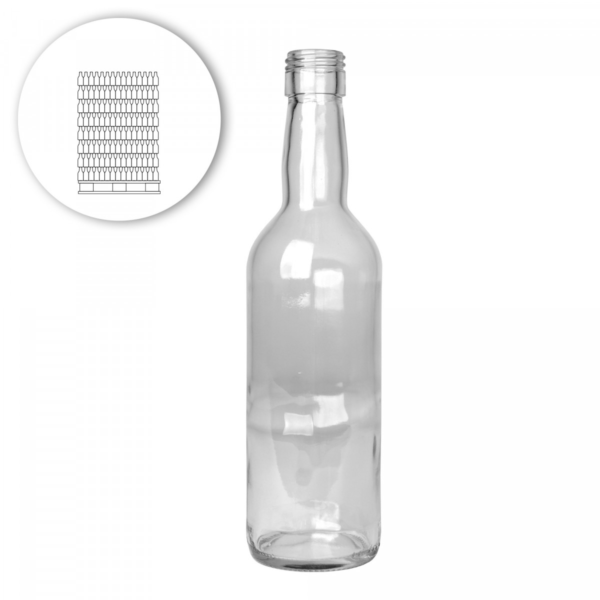 Bottle aperitif 50 cl, white, PP31.5 - pallet 2160 pcs