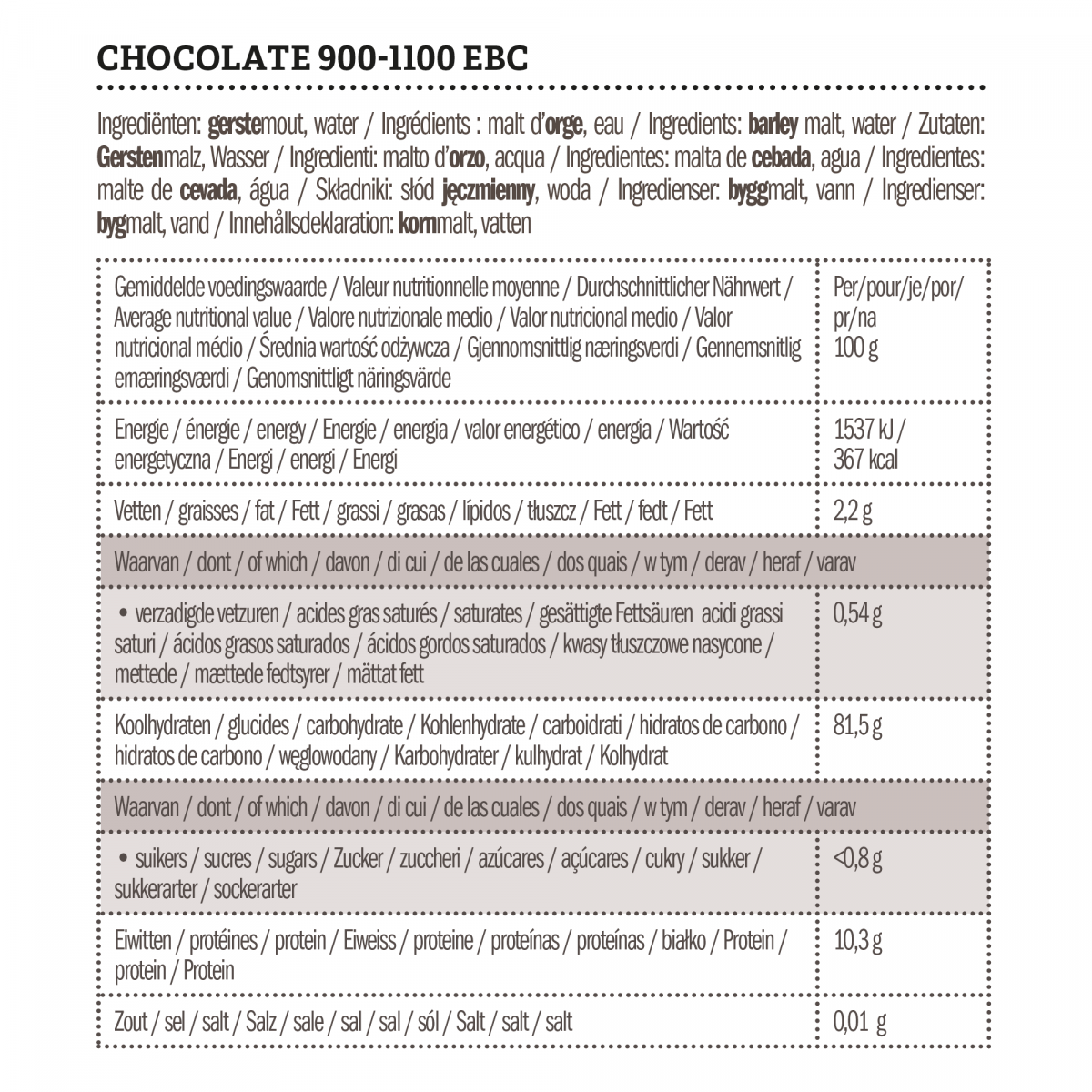 Castle Malting Chocolat mout 900-1100 EBC 5 kg