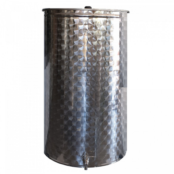 Cuve inox fond plat + couvercle + robinet 500 l