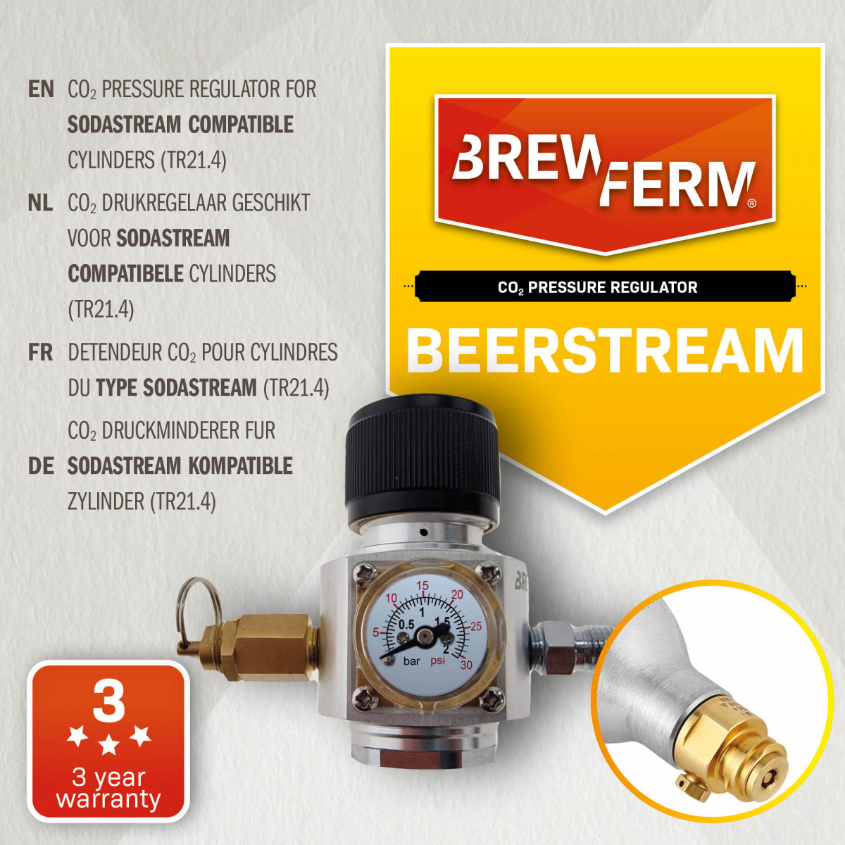 Brewferm Beerstream Druckregler für Sodastream Zylinder