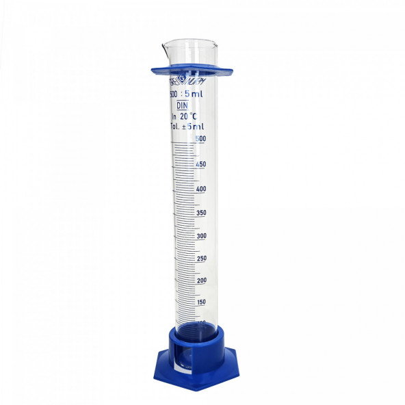 Graduated glass measuring cylinder 500 ml - plastic base