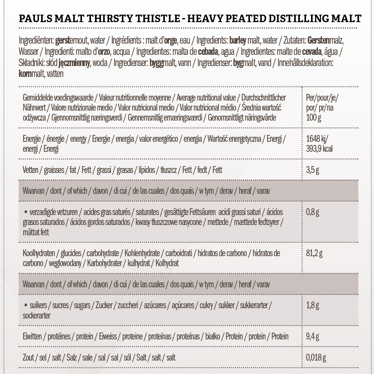 Pauls Malt Thirsty Thistle - Heavy Peated Distilling Malt 1 kg