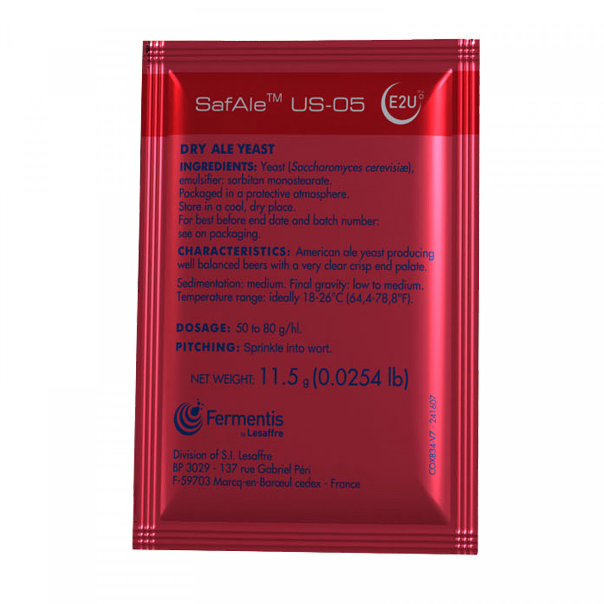 Fermentis trocken Bierhefe SafAle™ US-05(56) 11,5 g