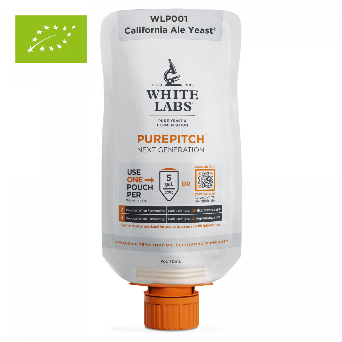 Organic Liquid Yeast WLP001-O California Ale - White Labs - PurePitch™ Next Generation